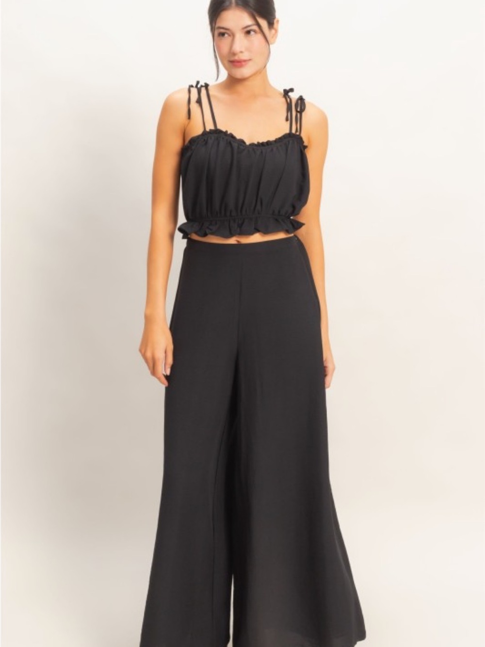 HYFVE Black Wide-Leg High-Rise Pants